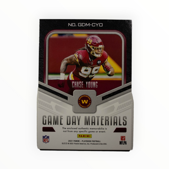 2021 Panini Playbook Chase Young GDM-CYO Game Day Materials Patch Washington Football Team