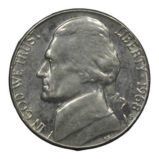 1968-S Jefferson Nickel 5 Cent Piece Brilliant Uncirculated BU - Collectible Craze America