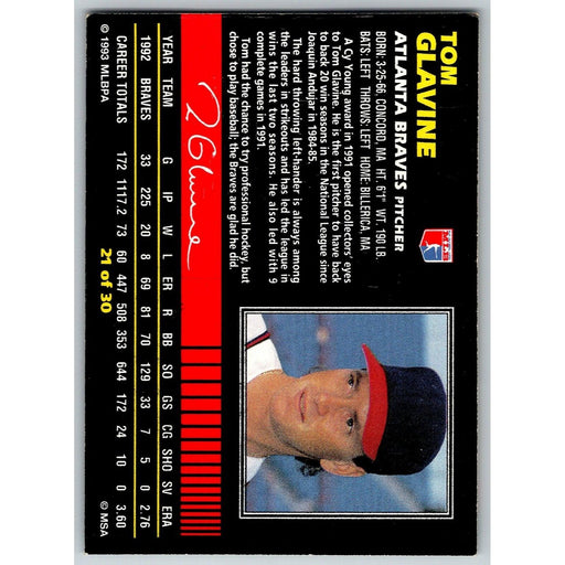 1993 Post Cereal Tom Glavine Atlanta Braves #21 Insert - Collectible Craze America