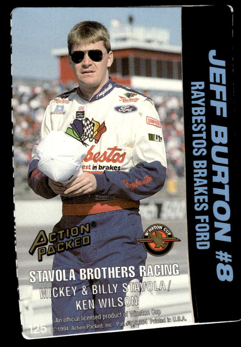 Jeff Burton 1994 Action Packed Back of Card