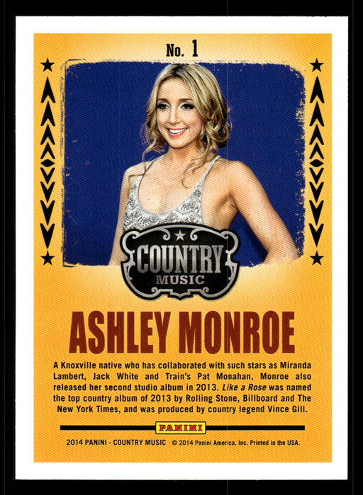Ashley Monroe 2014 Panini Country Music Back of Card