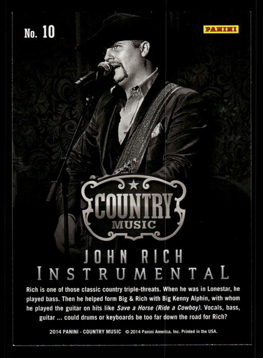 John Rich 2014 Panini Country Music Back of Card