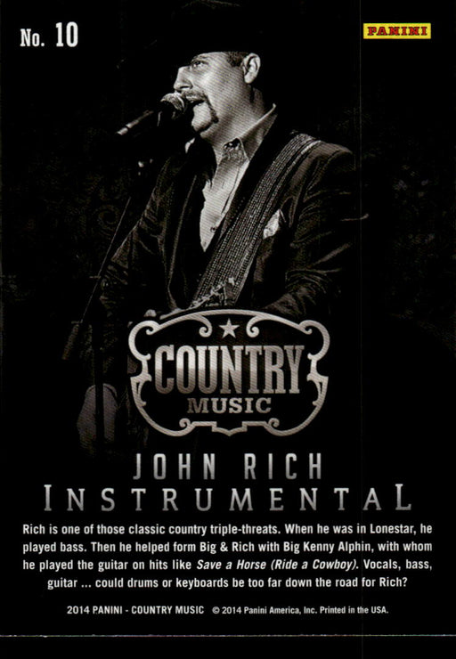 John Rich 2014 Panini Country Music Back of Card