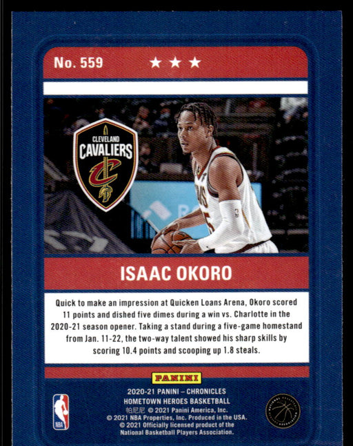 Isaac Okoro 2020 Panini Chronicles Basketball Hometown Heros Back of Card