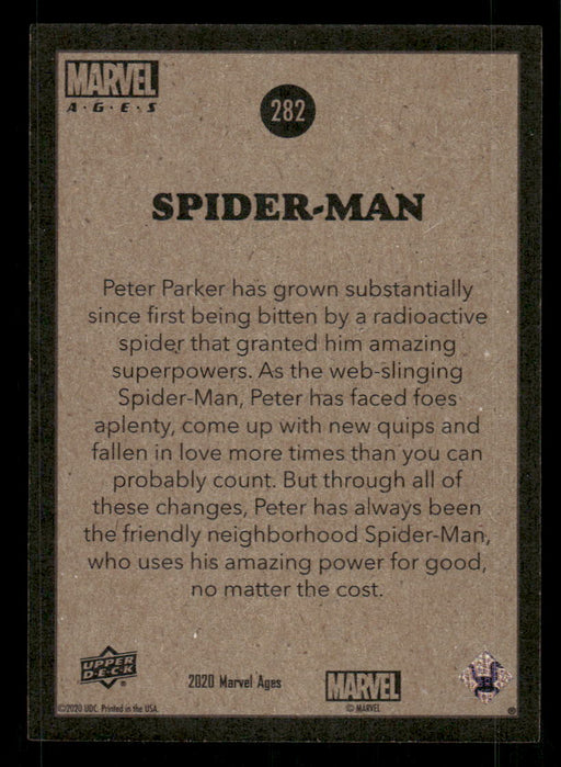 Spider-Man 2020 Upper Deck Marvel Ages Base Back of Card