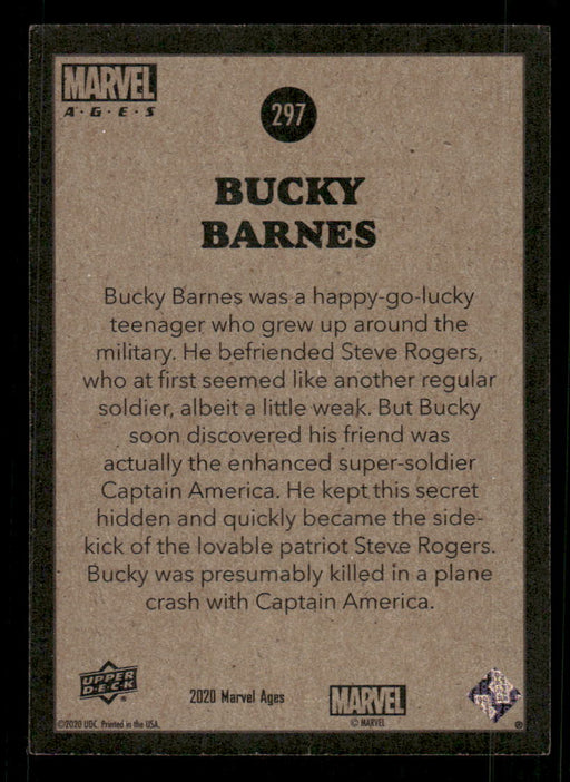 Bucky Barnes 2020 Upper Deck Marvel Ages Base Back of Card