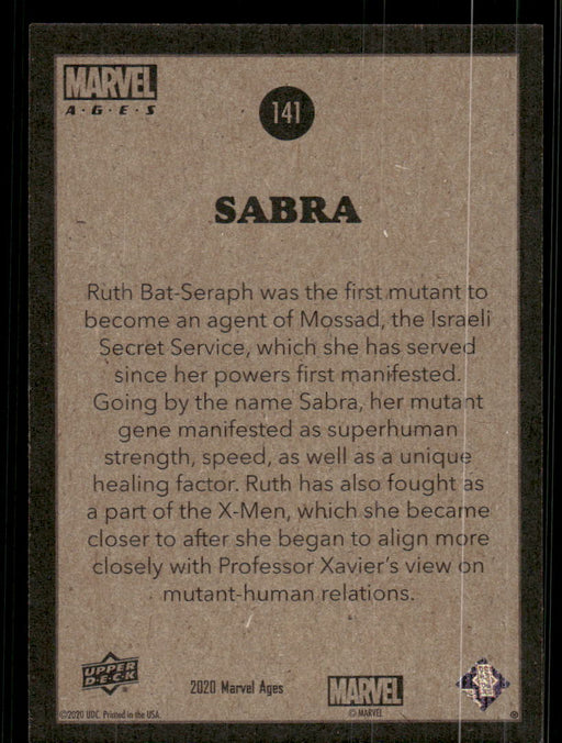 Sabra 2020 Upper Deck Marvel Ages Base Back of Card