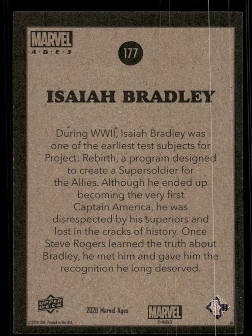 Isaiah Bradley 2020 Upper Deck Marvel Ages Base Back of Card