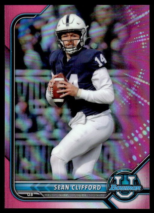 Sean Clifford 2021 Bowman University Football Pink Refractor Front of Card