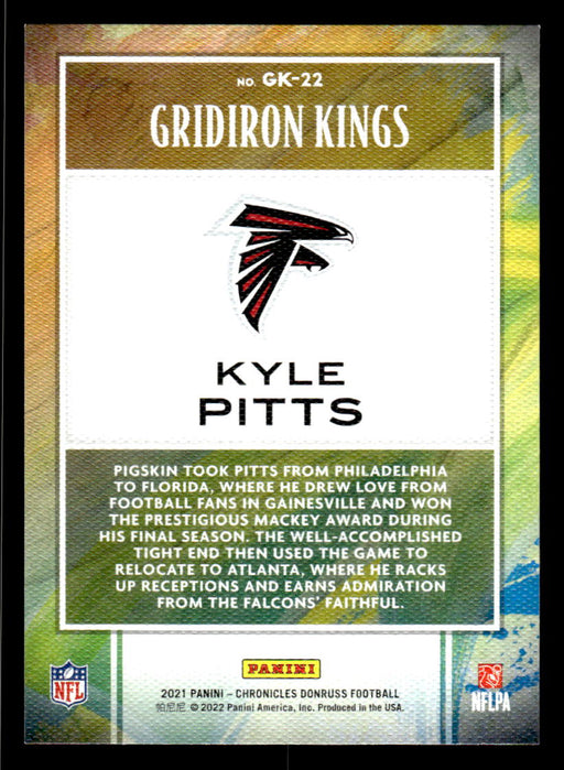 Kyle Pitts 2021 Panini Chronicles Football Gridiron Kings Back of Card