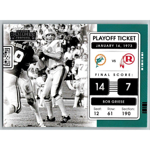 2021 Panini Contenders NFL Bob Griese Miami Dolphins #PLT-BGR Insert - Collectible Craze America