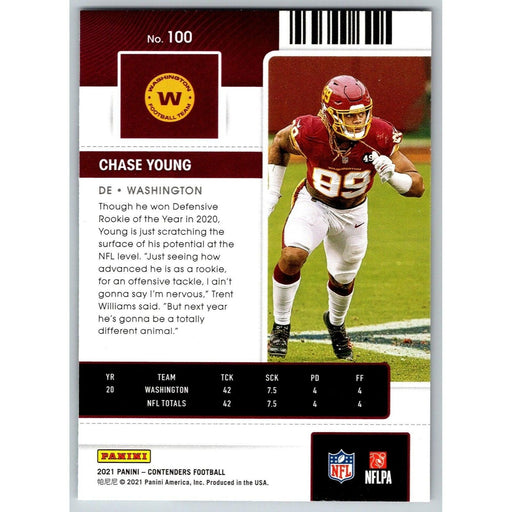 2021 Panini Contenders NFL Chase Young Washington Football Team #100 - Collectible Craze America