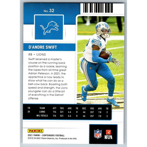 2021 Panini Contenders NFL D'Andre Swift Detroit Lions #32 - Collectible Craze America