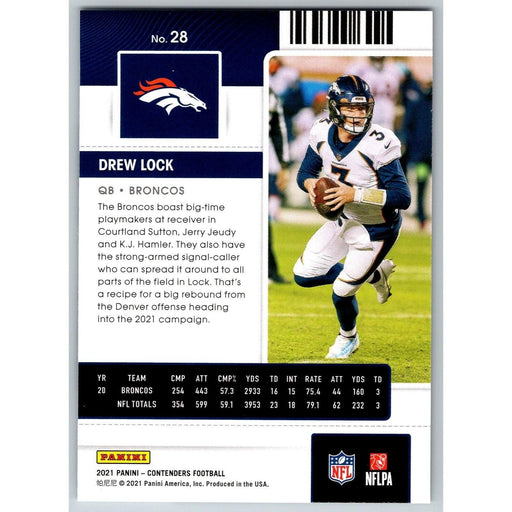 2021 Panini Contenders NFL Drew Lock Denver Broncos #28 - Collectible Craze America