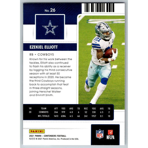 2021 Panini Contenders NFL Ezekiel Elliott Dallas Cowboys #26 - Collectible Craze America
