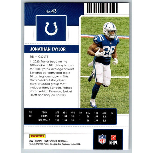 2021 Panini Contenders NFL Jonathan Taylor Indianapolis Colts #43 - Collectible Craze America