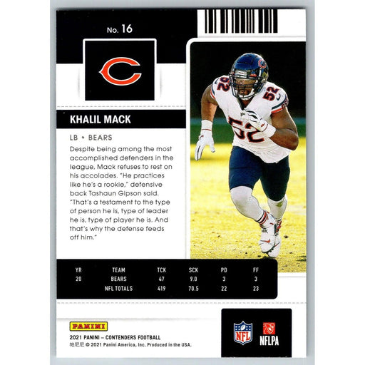 2021 Panini Contenders NFL Khalil Mack Chicago Bears #16 - Collectible Craze America
