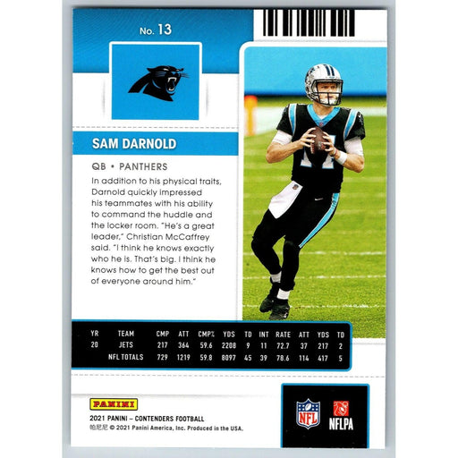 2021 Panini Contenders NFL Sam Darnold Carolina Panthers #13 - Collectible Craze America