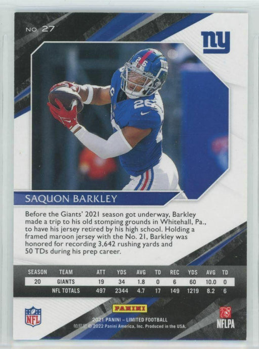 2021 Panini Limited Football #27 Saquon Barkley New York Giants - Collectible Craze America