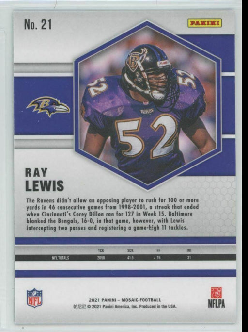 2021 Panini Mosaic #21 Ray Lewis Baltimore Ravens - Collectible Craze America
