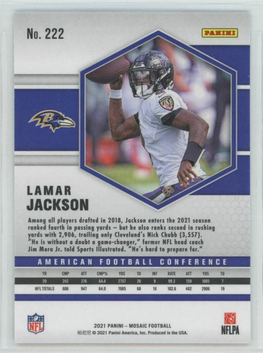 2021 Panini Mosaic #222 Lamar Jackson Baltimore Ravens - Collectible Craze America