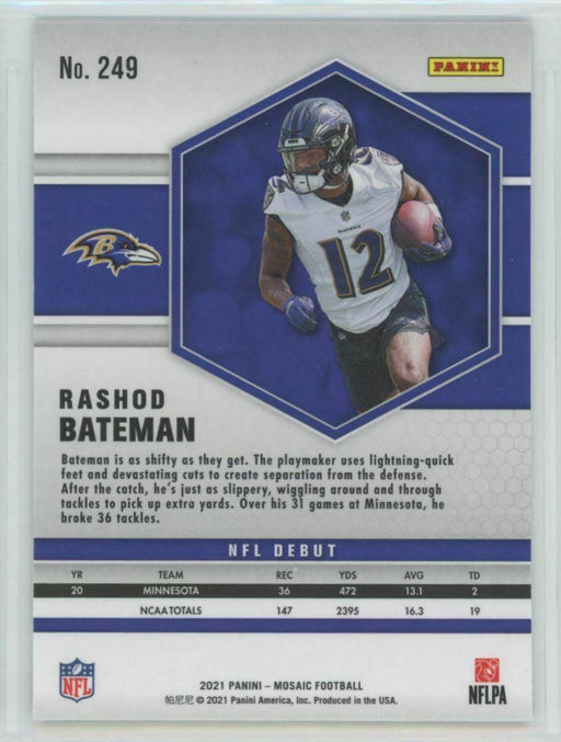 2021 Panini Mosaic #249 Rashod Bateman RC Baltimore Ravens - Collectible Craze America
