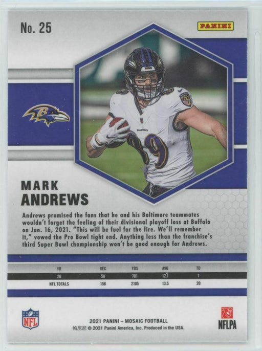 2021 Panini Mosaic #25 Mark Andrews Baltimore Ravens - Collectible Craze America