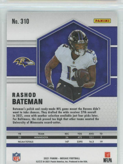 2021 Panini Mosaic #310 Rashod Bateman RC Baltimore Ravens - Collectible Craze America