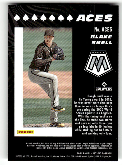 Blake Snell 2021 Panini Mosaic Baseball Aces Back of Card