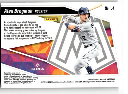 Alex Bregman 2021 Panini Mosaic Baseball Launched Back of Card