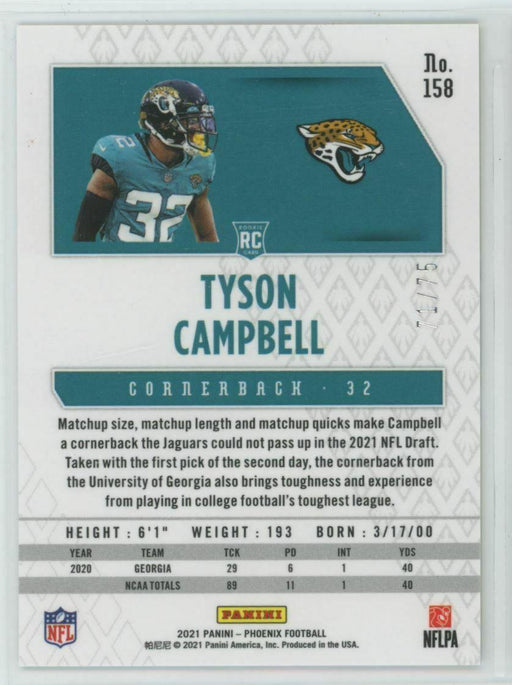 2021 Panini Phoenix #158 Tyson Campbell RC Jacksonville Jaguars 71/75 Yellow - Collectible Craze America