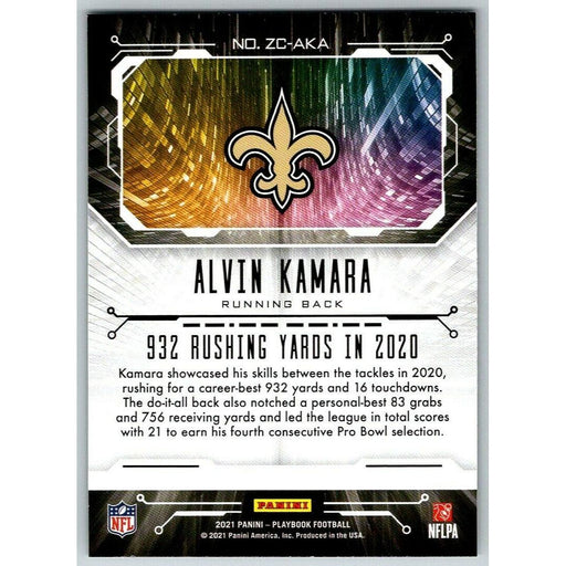 2021 Panini Playbook #ZC-AKA Alvin Kamara New Orleans Saints Zoning Commission - Collectible Craze America