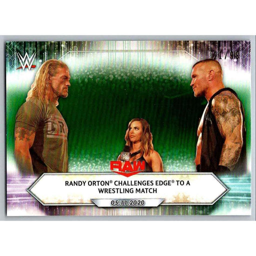 2021 Topps WWE Wrestling #72 Randy Orton Challenges Edge 21/99 Dark Green - Collectible Craze America