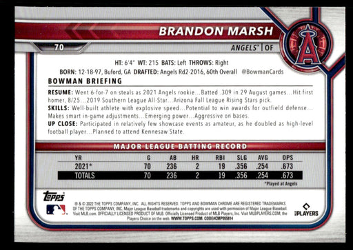 Brandon Marsh 2022 Bowman Chrome Base Back of Card