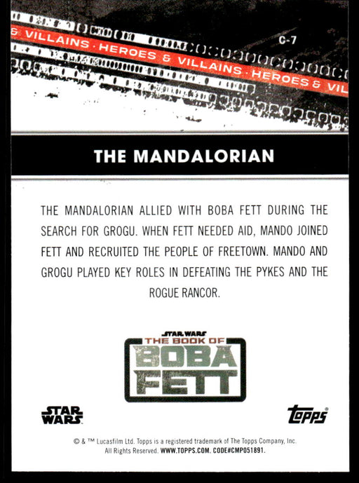 The Mandalorian 2022 Topps Star Wars Book of Bobba Fett Heros and Villians Back of Card