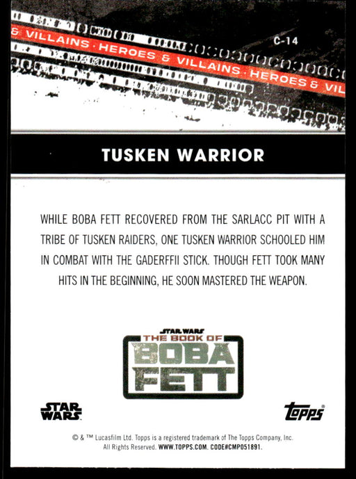 Tusken Warrior 2022 Topps Star Wars Book of Bobba Fett Heros and Villians Back of Card