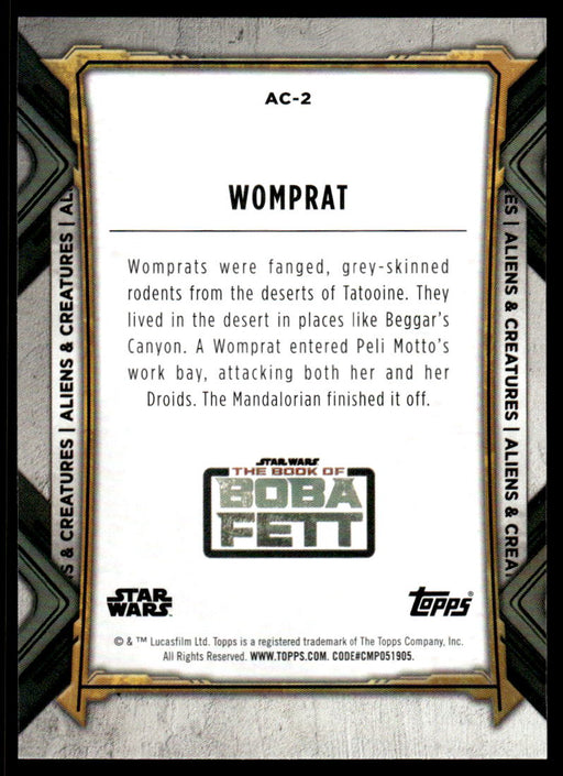 Womprat 2022 Topps Star Wars Book of Bobba Fett Aliens and Creatures Back of Card