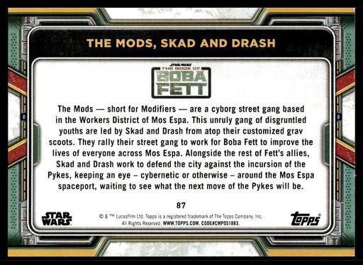 The Mods, Skad and Drash 2022 Topps Star Wars Book of Bobba Fett Green Back of Card