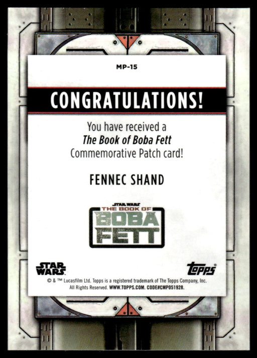 Fennec Shand 2022 Topps Star Wars Book of Bobba Fett Medallion Back of Card