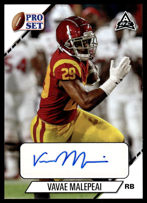 Vavae Malepeai 2021 Leaf Pro Set College Football Auto White Front of Card
