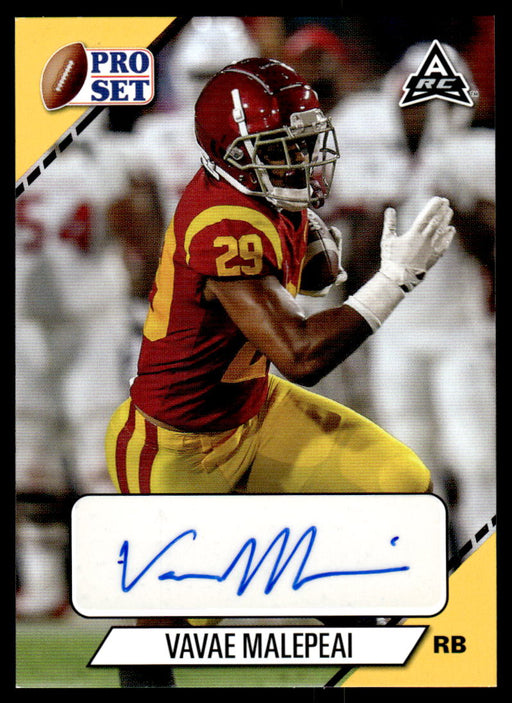 Vavae Malepeai 2021 Leaf Pro Set College Football Auto Gold Front of Card