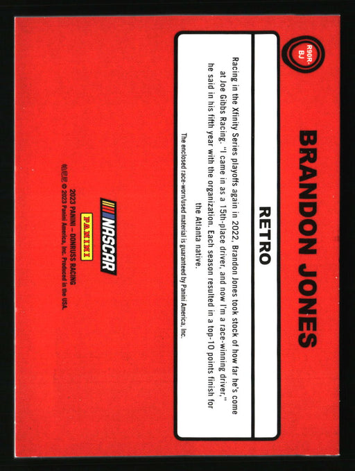 Brandon Jones 2023 Panini Donruss Racing Back of Card