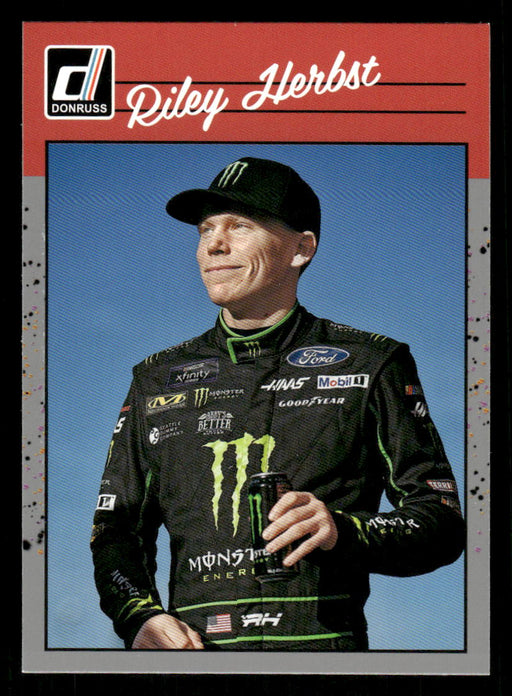 Riley Herbst 2023 Panini Donruss Racing Silver Retro 1990 Base Front of Card