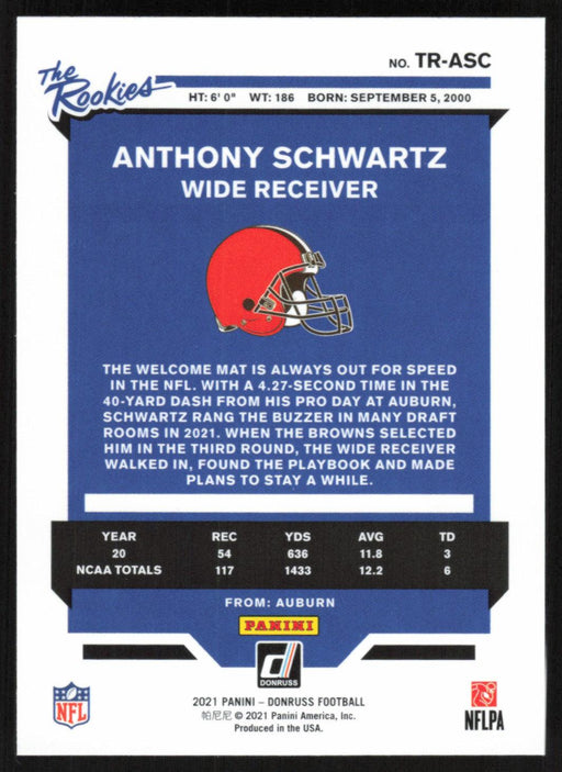 Anthony Schwartz 2021 Donruss The Rookies # TR-ASC Cleveland Browns - Collectible Craze America