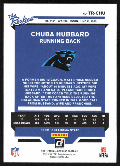 Chuba Hubbard 2021 Donruss The Rookies # TR-CHU Carolina Panthers - Collectible Craze America