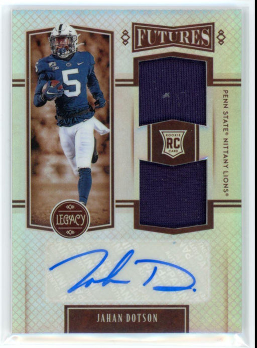 Jahan Dotson 2022 Panini Legacy Futures Dual # FD-JD RC Patch Auto 70/249 Penn State Nittany Lions - Collectible Craze America