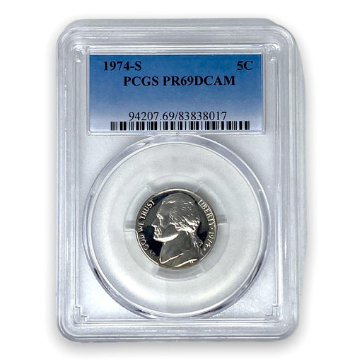1974-S Jefferson Nickel PCGS Graded Proof 69 Deep Cameo PR69DCAM - Collectible Craze America
