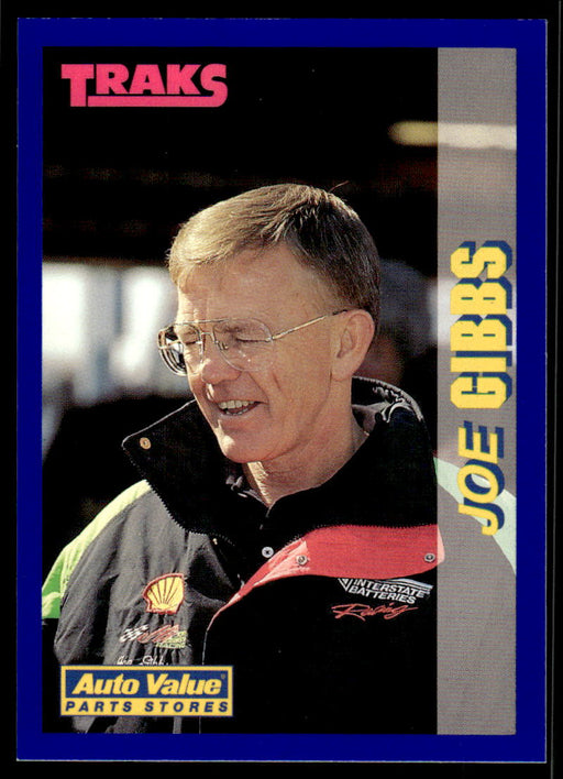 Joe Gibbs 1994 Traks Auto Value Parts Stores Collector Cards Base Front of Card