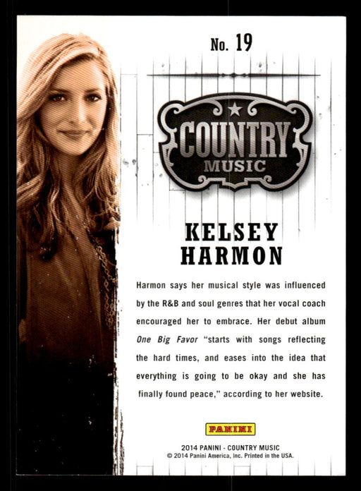 Kelsey Harmon 2014 Panini Country Music Back of Card