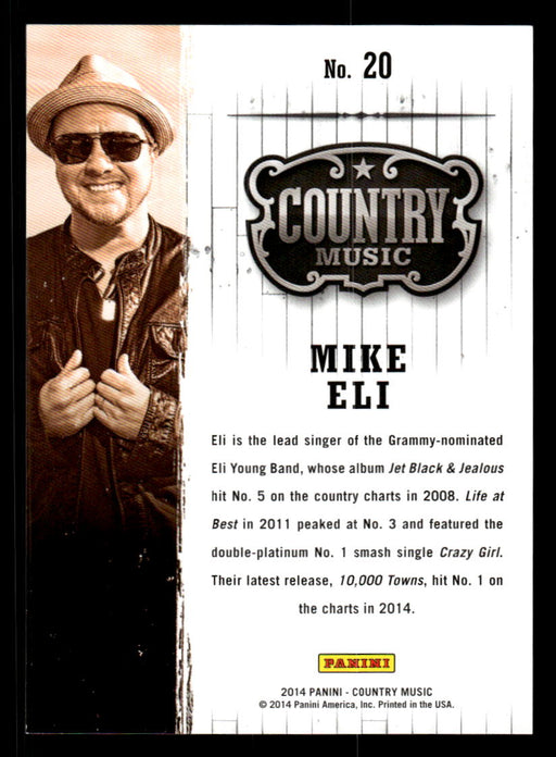Mike Eli 2014 Panini Country Music Back of Card